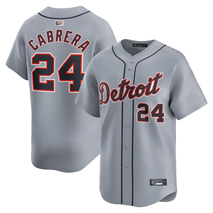 D.Tigers #24 Miguel Cabrera Player Gray Limited Home Baseball Jerseys