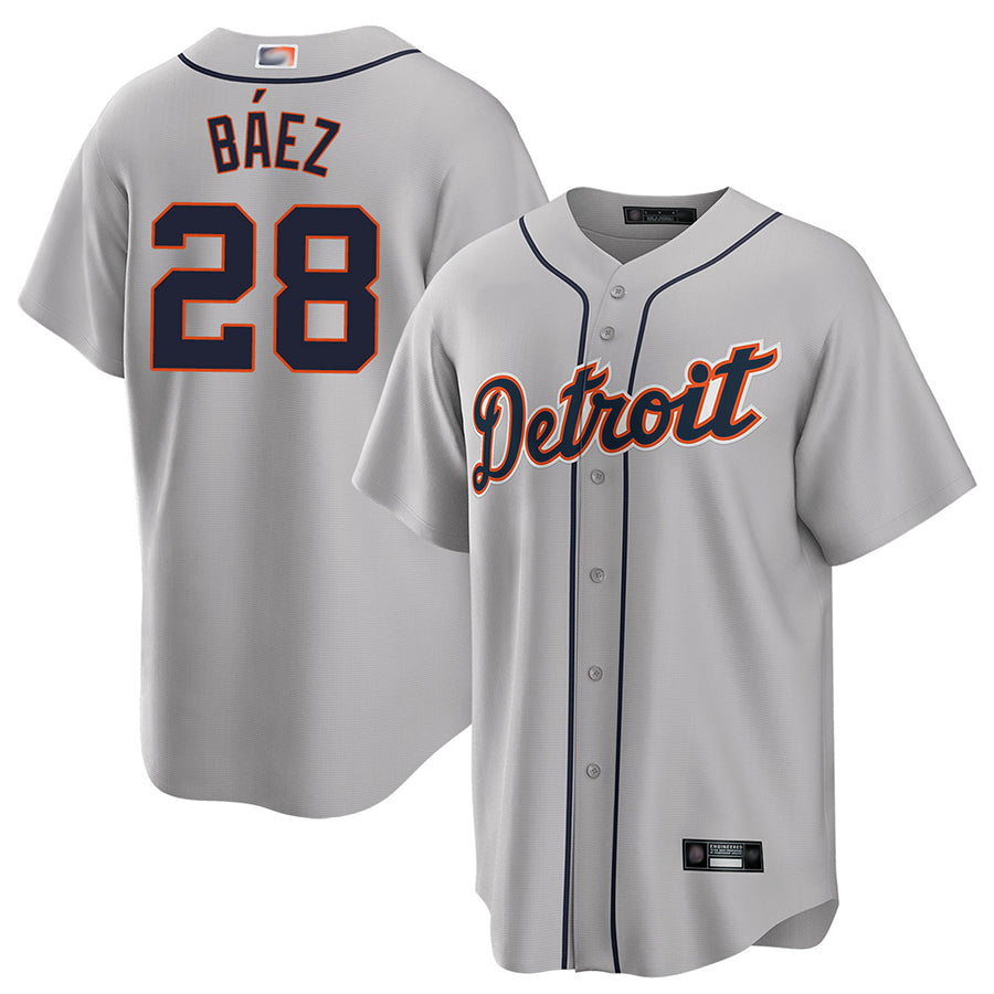 D.Tigers #28 Javier Baez Player Gray Road Home Replica Baseball Jerseys