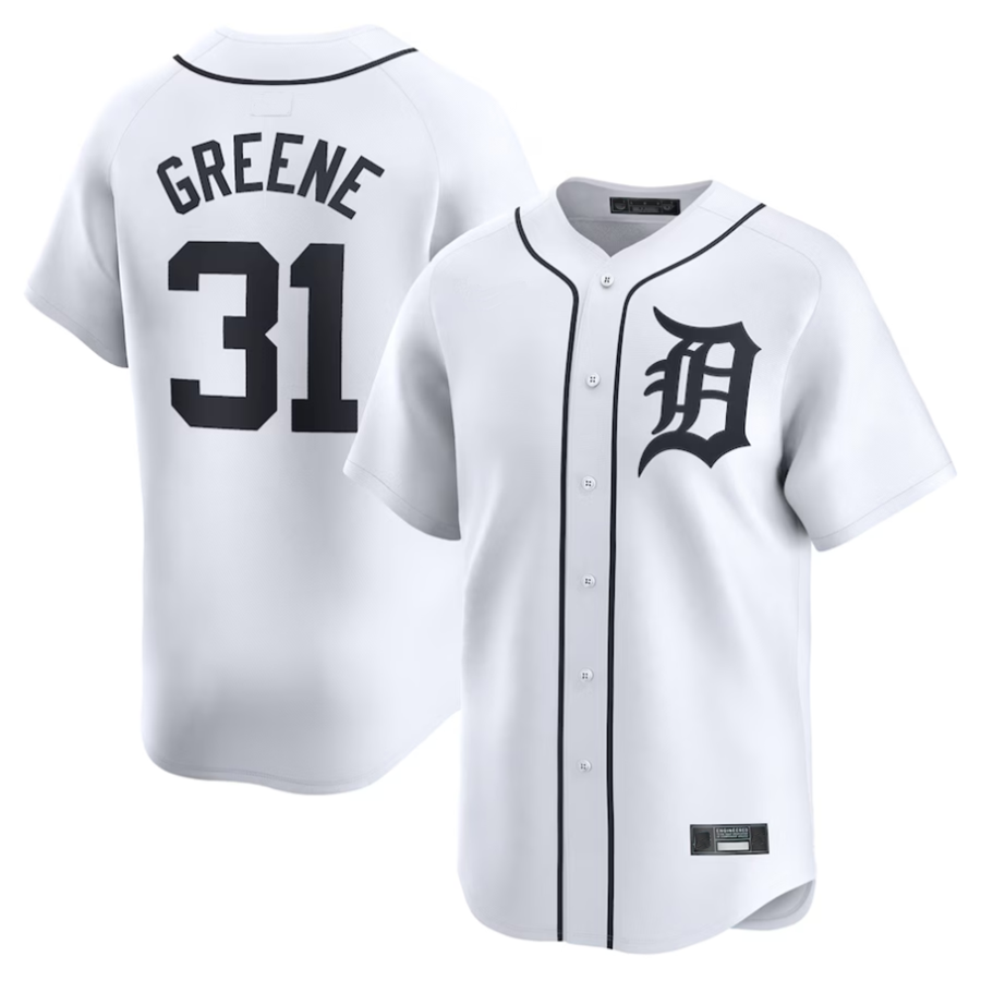 D.Tigers #31 Riley Greene Player White Home Limited Baseball Jerseys