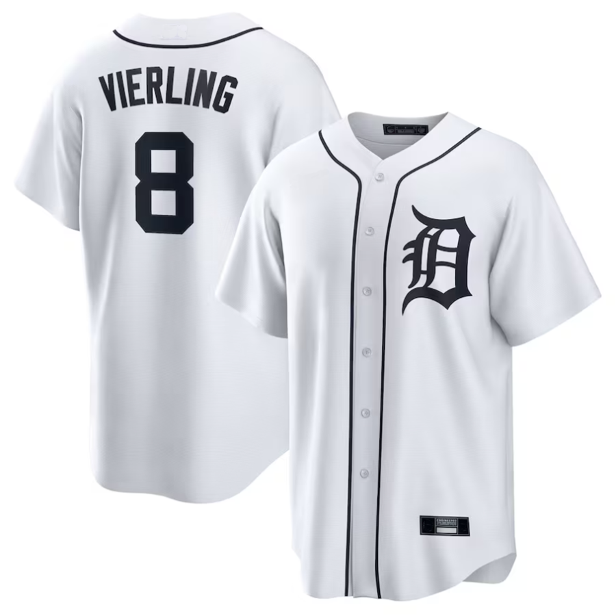 D.Tigers #8 Matt Vierling Player White Home Replica Baseball Jerseys