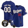 Custom LA.Dodgers Vin & California Patch Gold Trim Vapor Premier Limited Baseball Jerseys