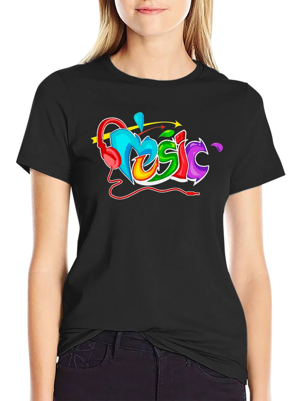 Colorful Music Graphic T-Shirt