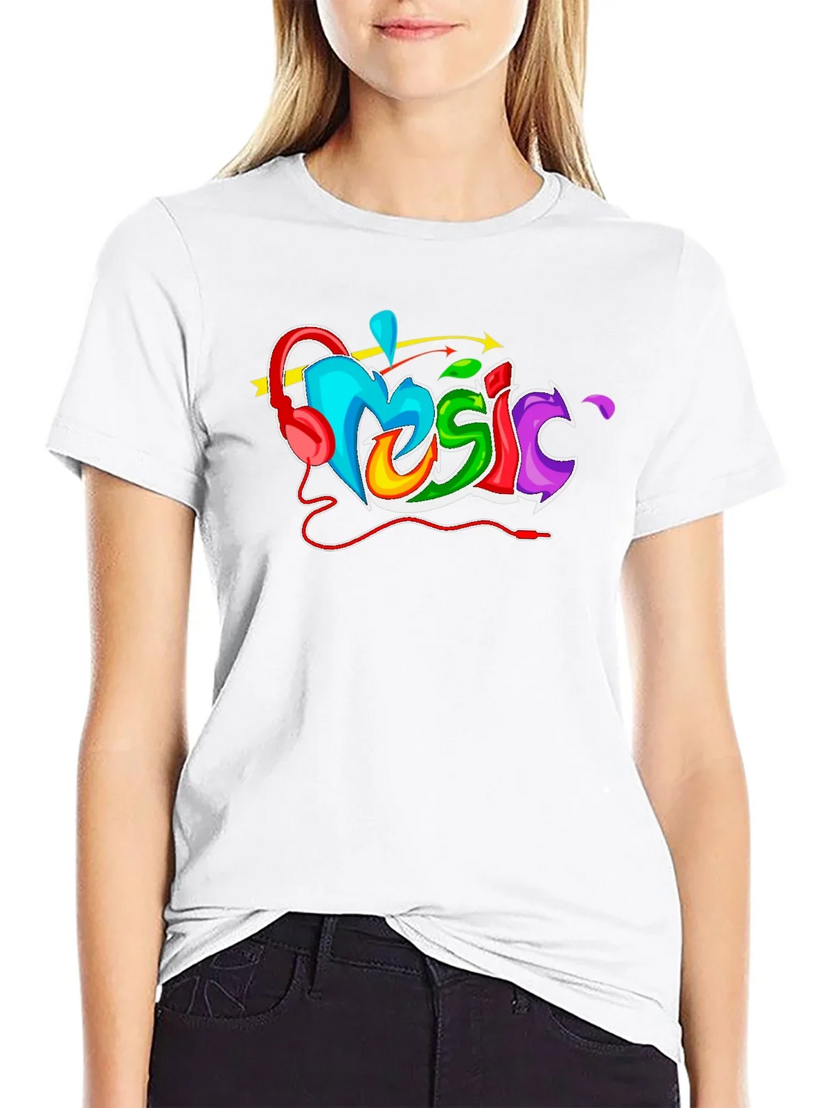 Colorful Music Graphic T-Shirt