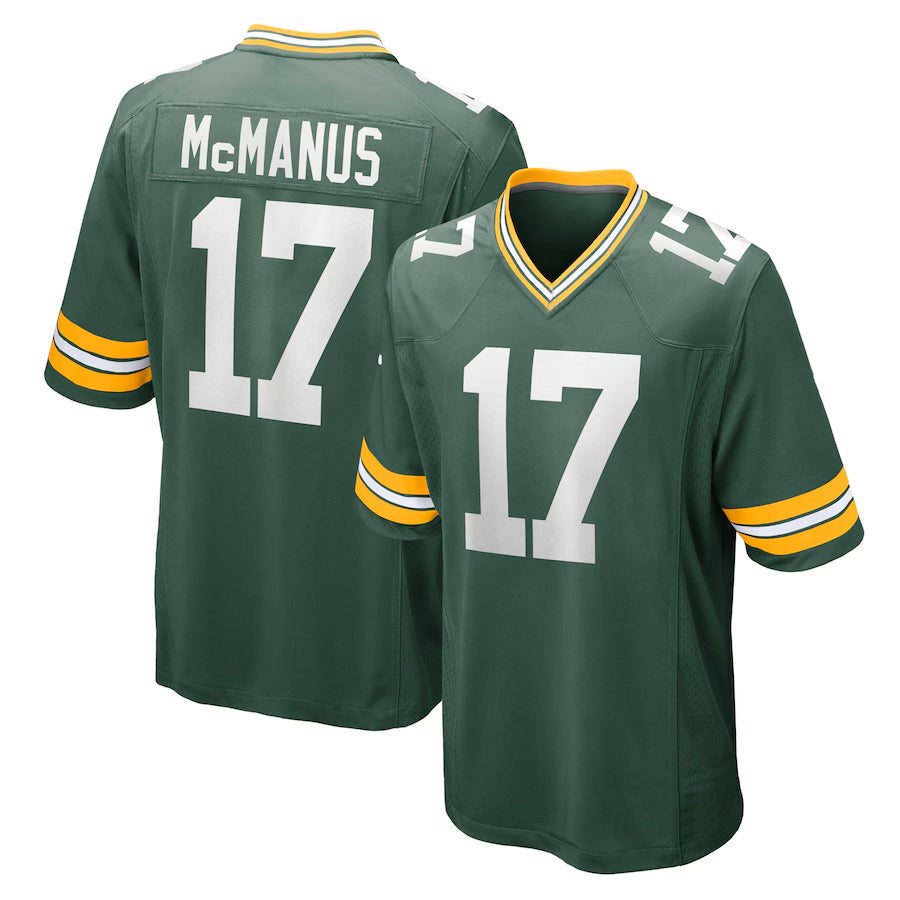GB.Packers #17 Brandon McManus Player Green Home Game Football Jerseys