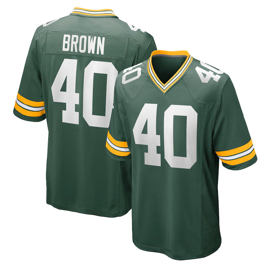 GB.Packers #40 Omar Brown Player Green Home Game Football Jerseys