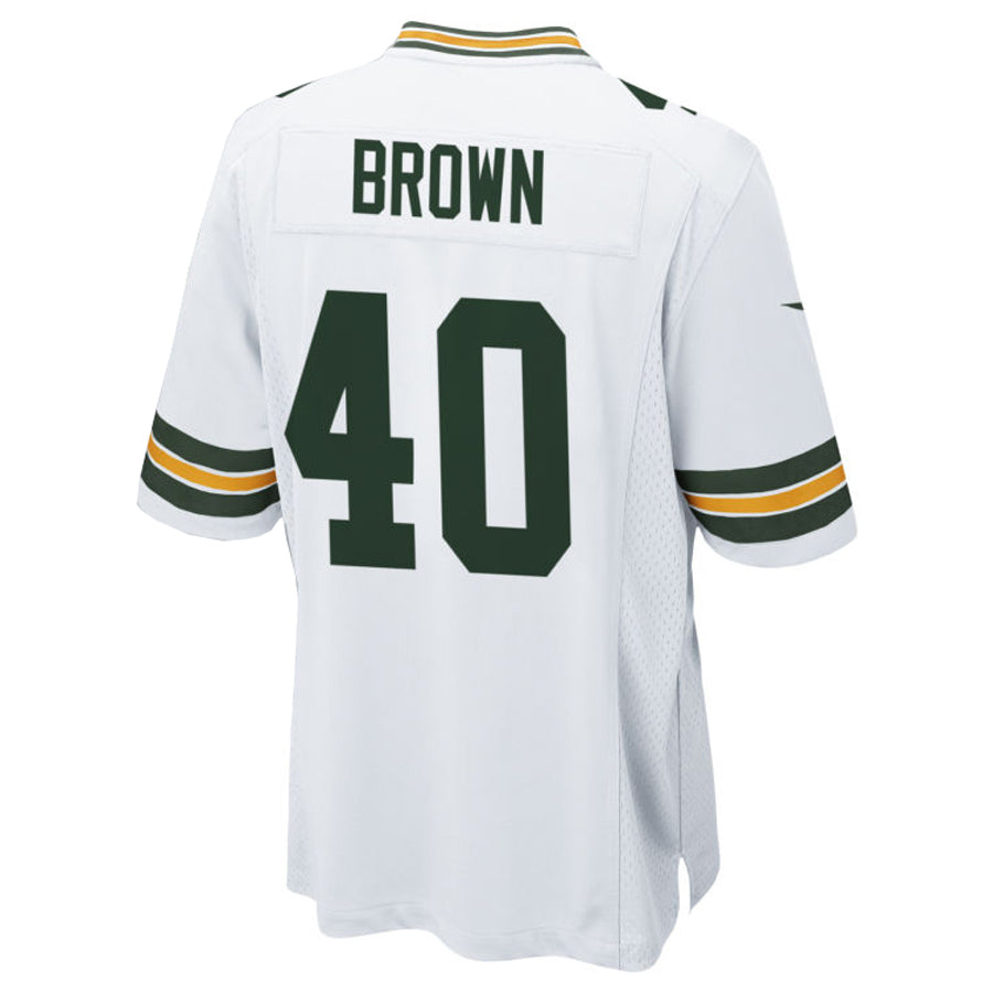 GB.Packers #40 Omar Brown Player White Home Game Football Jerseys