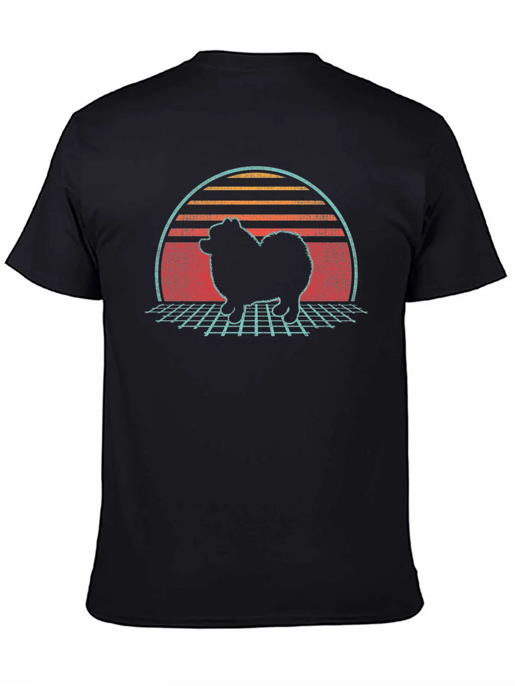 Retro Sunset Spitz Dog T-Shirt