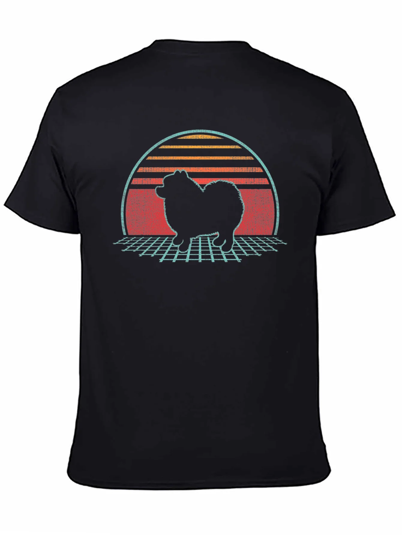 Retro Sunset Spitz Dog T-Shirt