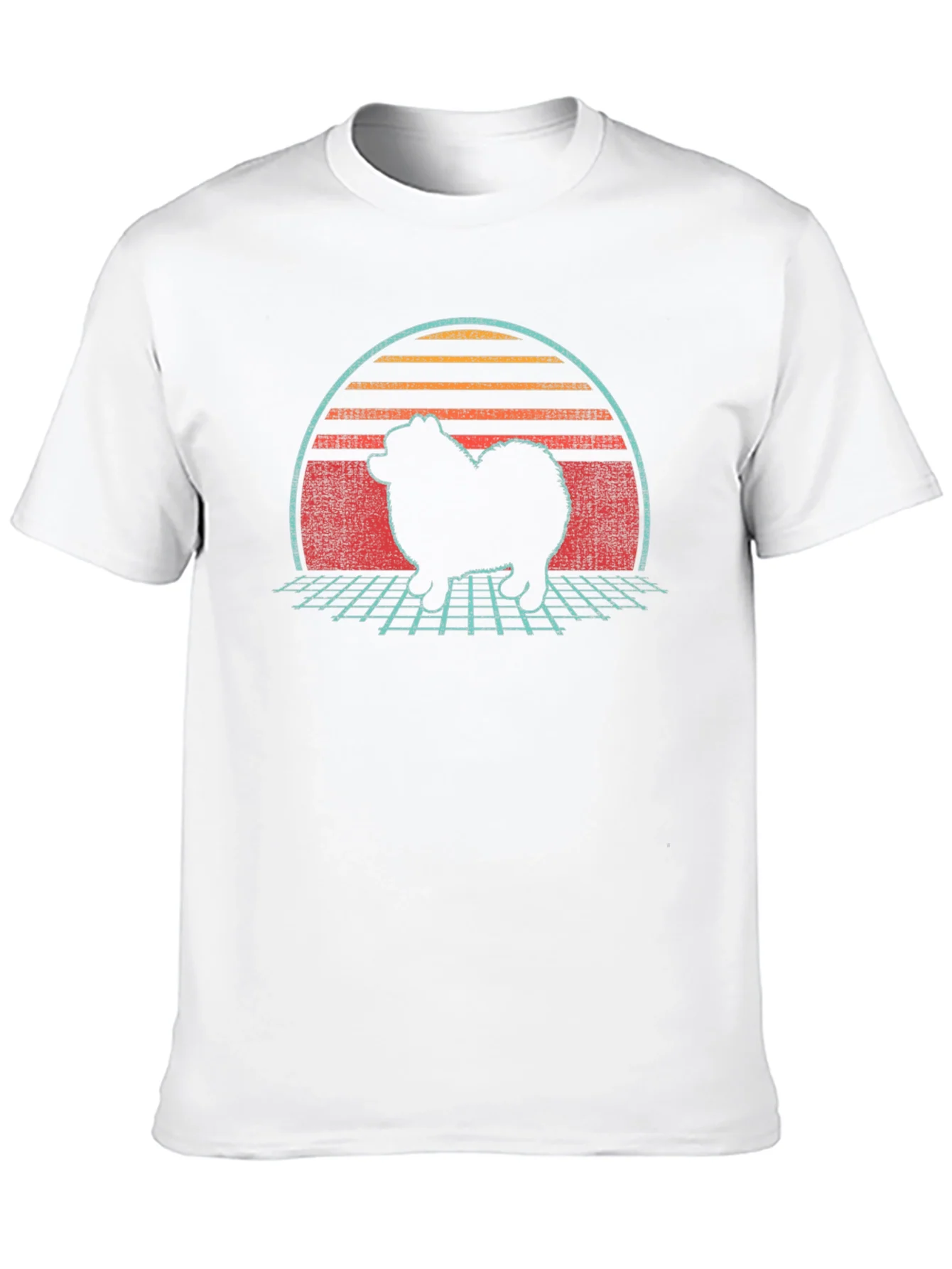 Retro Sunset Spitz Dog T-Shirt