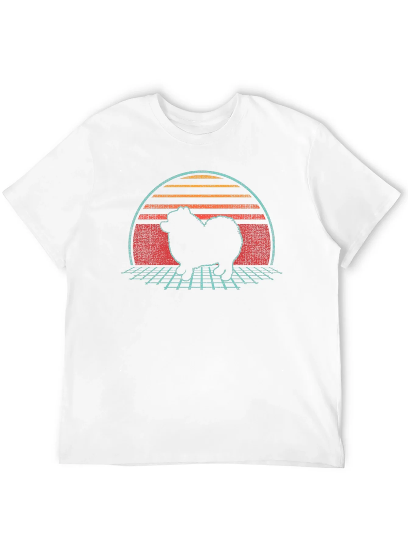 Retro Sunset Spitz Dog T-Shirt