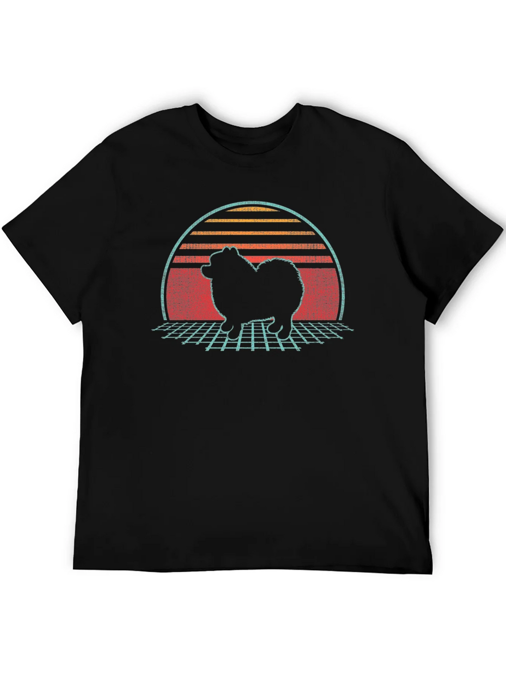 Retro Sunset Spitz Dog T-Shirt