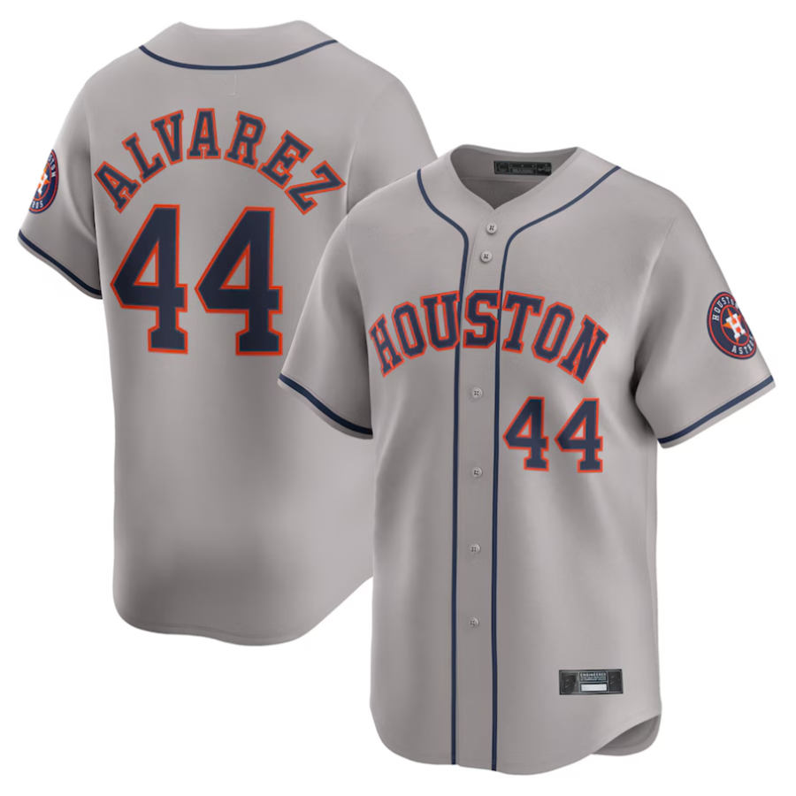 H.Astros #44 Yordan Alvarez Player Gray Road Limited Elite Baseball Jerseys