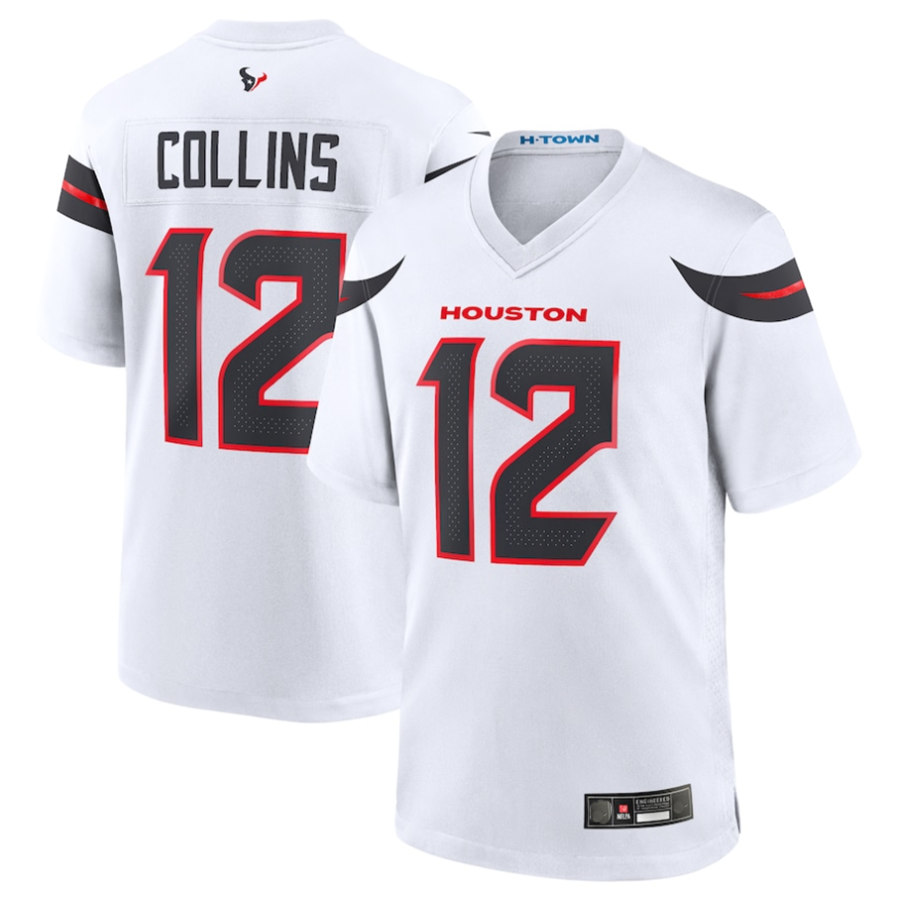 H.Texans #12 Nico Collins Player White Game Football Jerseys