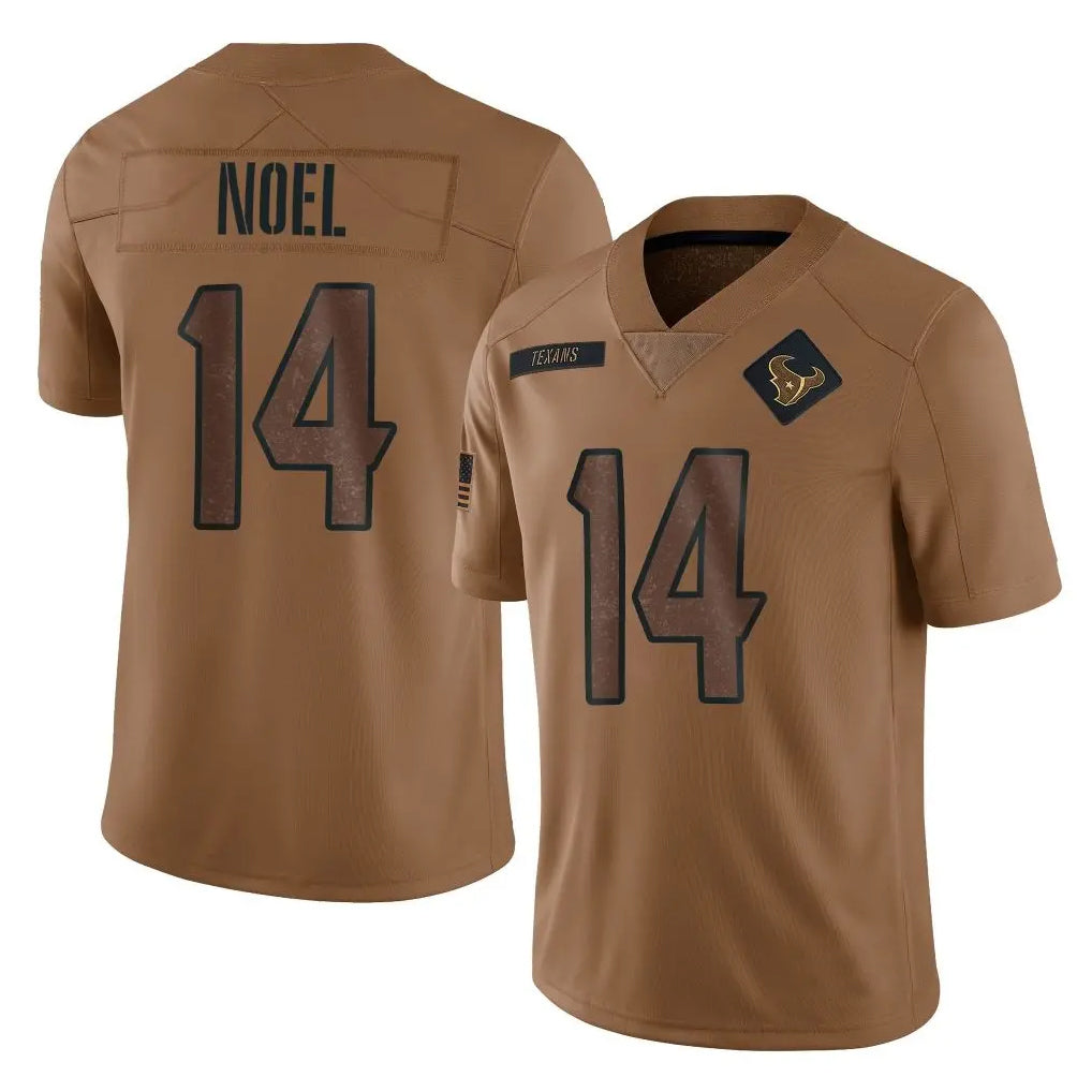H.Texans #14 Jaylin Noel Player Brown Salute To Service Limited Football Jerseys