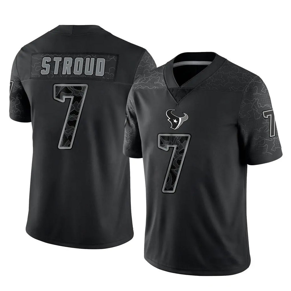 H.Texans #7 C.J. Stroud Player Black REFLECTIVE Limited Football Jerseys