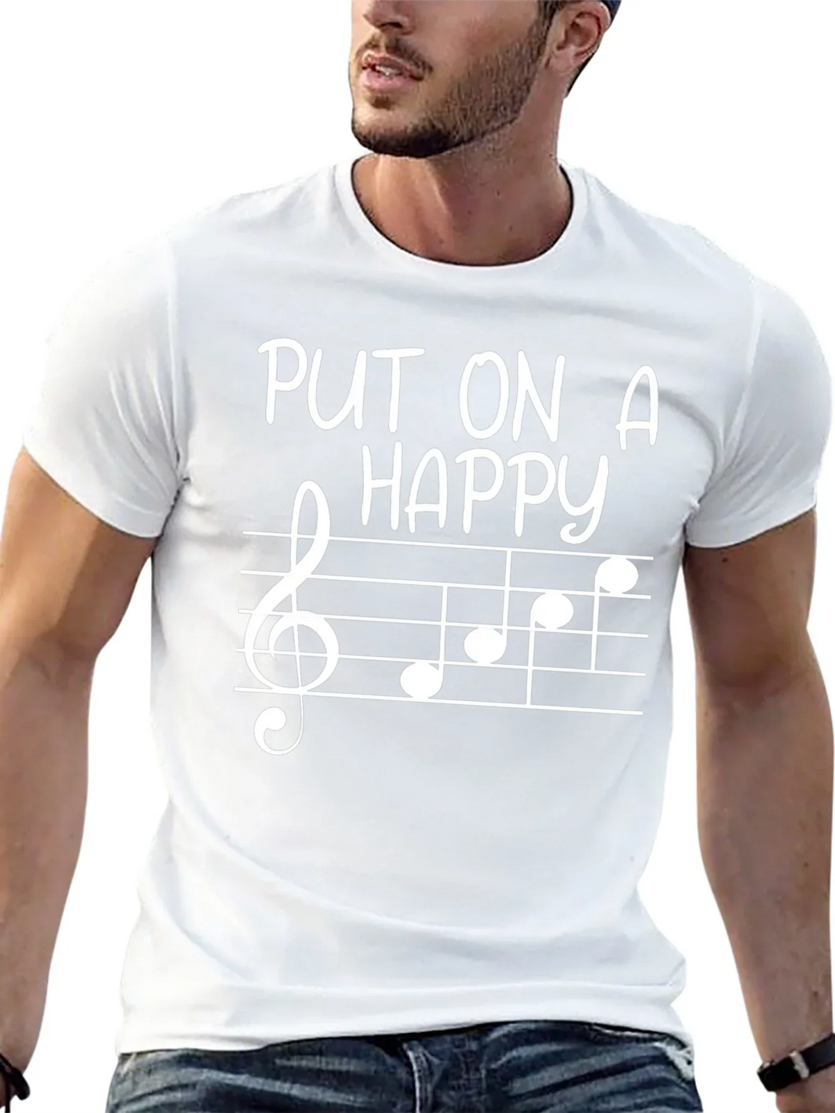 Put On A Happy Face Music Note Tee
