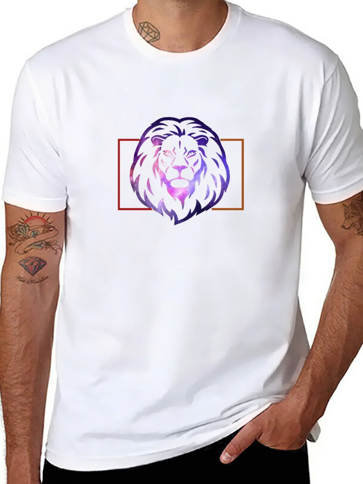 Galaxy Lion Graphic Tee - Stylish Mens Black T-Shirt