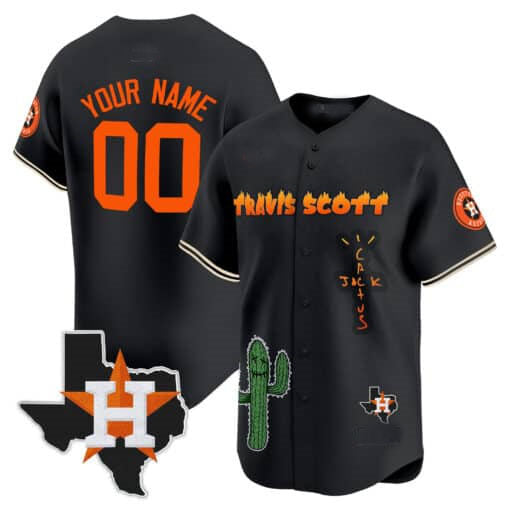 Custom H.Astros Cactus Jack Patch Vapor Premier Limited Baseball Jerseys