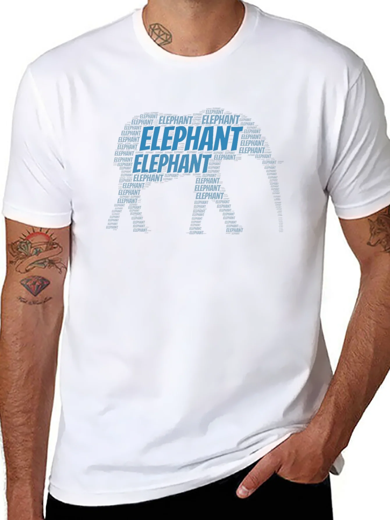 Elephant Word Art T-Shirt - Unique Animal Design