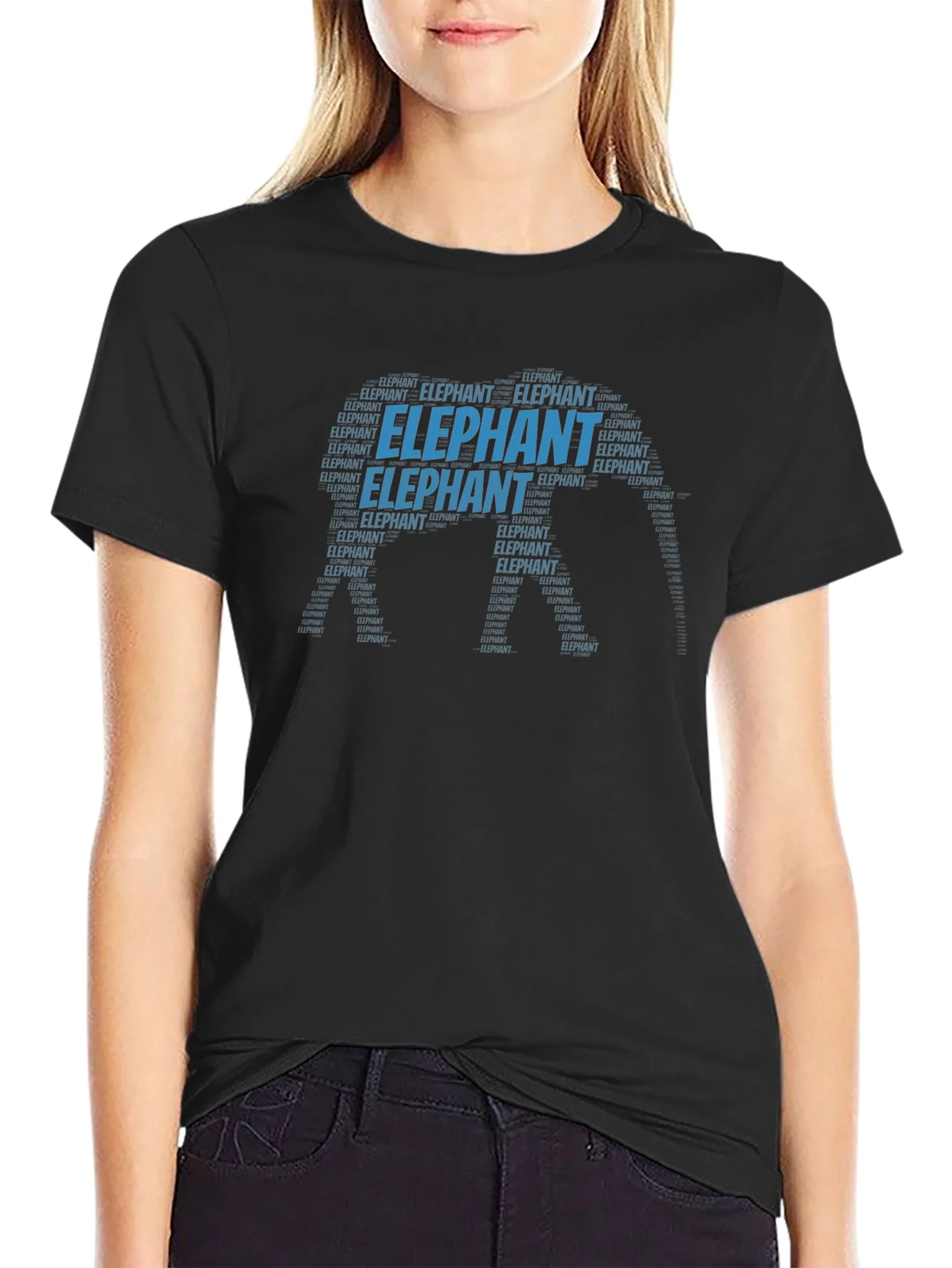 Elephant Word Art T-Shirt - Unique Animal Design