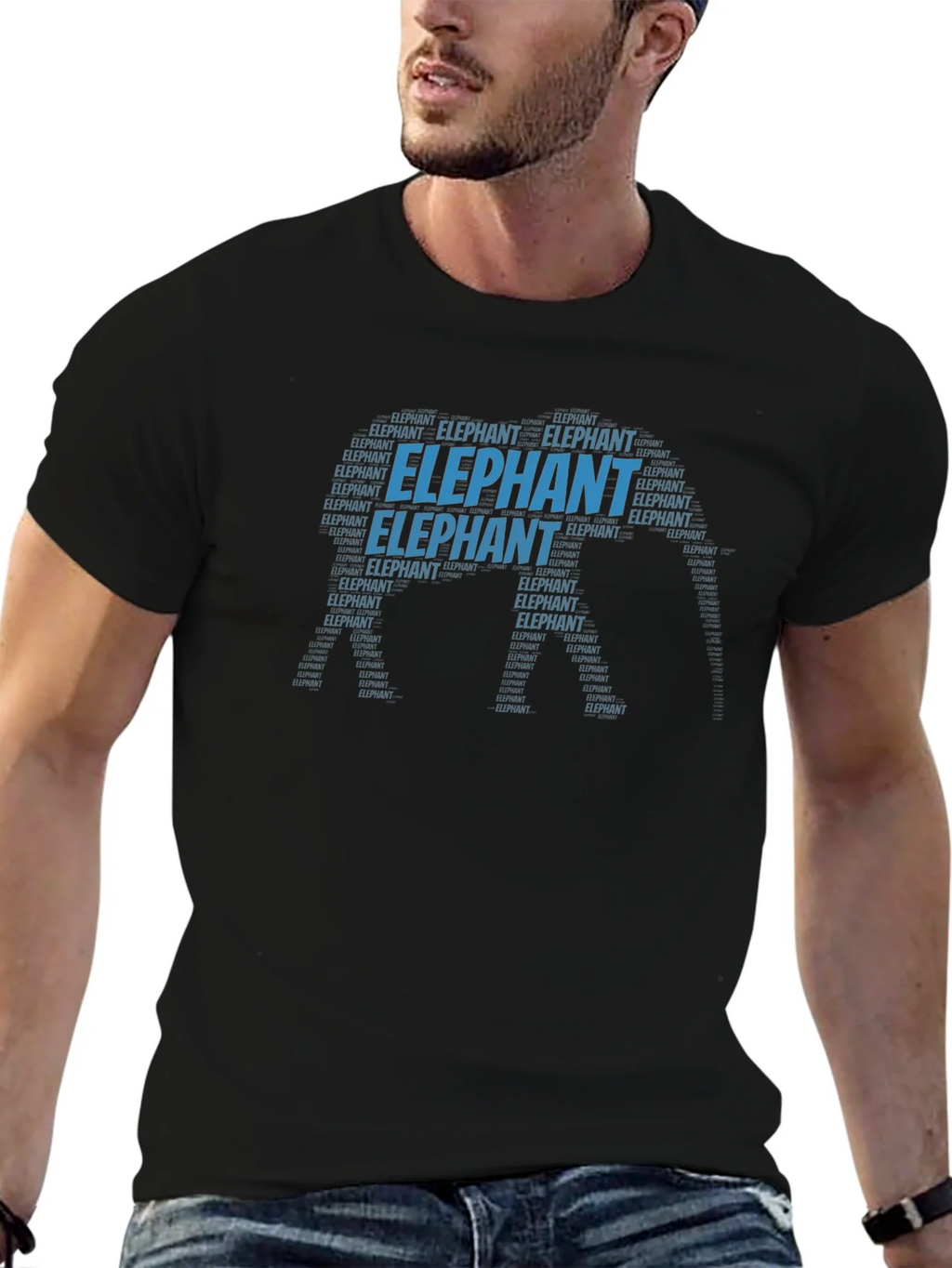 Elephant Word Art T-Shirt - Unique Animal Design
