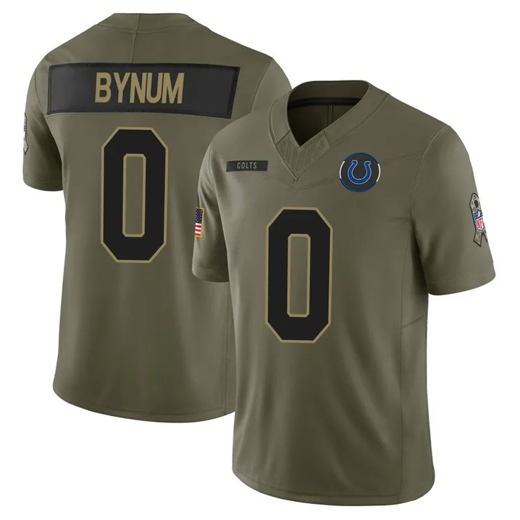 IN.Colts #0 Camryn Bynum Player Olive Salute To Service Limited Football Jerseys