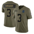 IN.Colts #3 Spencer Shrader Player Salute to Service Limited Olive Football Jerseys