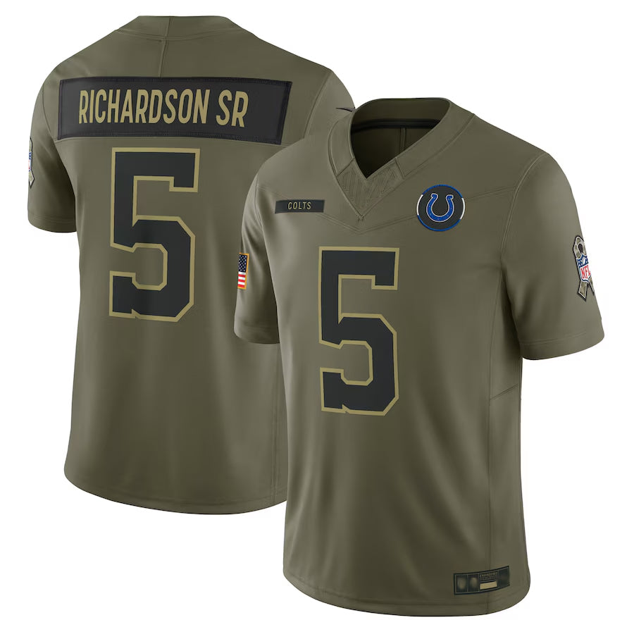 IN.Colts #5 Anthony Richardson Sr. Player Olive Salute to Service Limited Football Jerseys