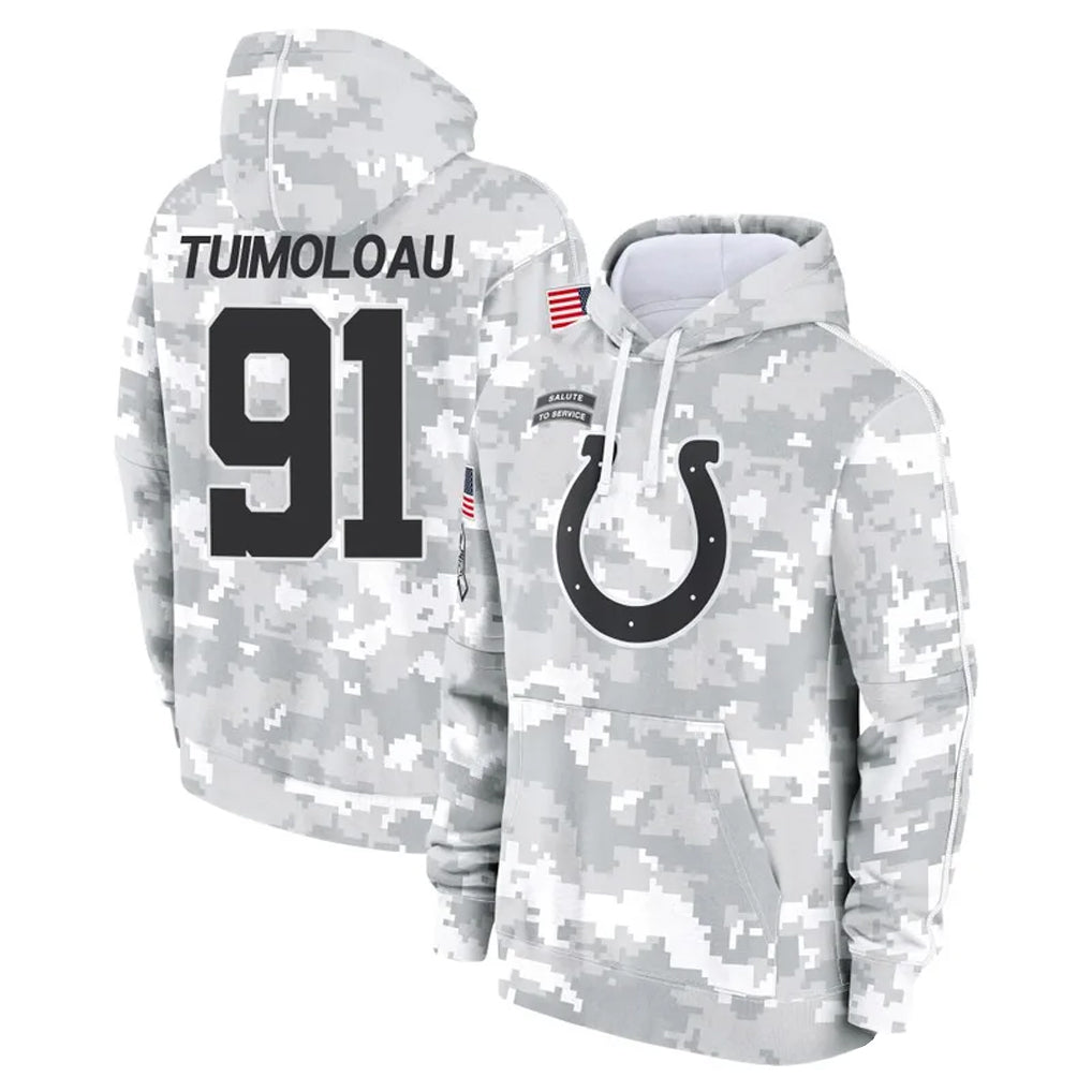 IN.Colts #91 JT Tuimoloau Player Arctic Camo Salute To Service Hoodies Football Jerseys