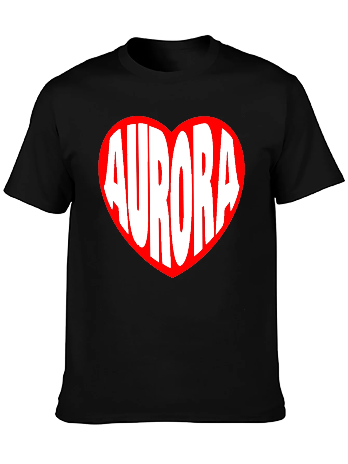 Aurora Heart Graphic Tee - Black Cotton T-Shirt