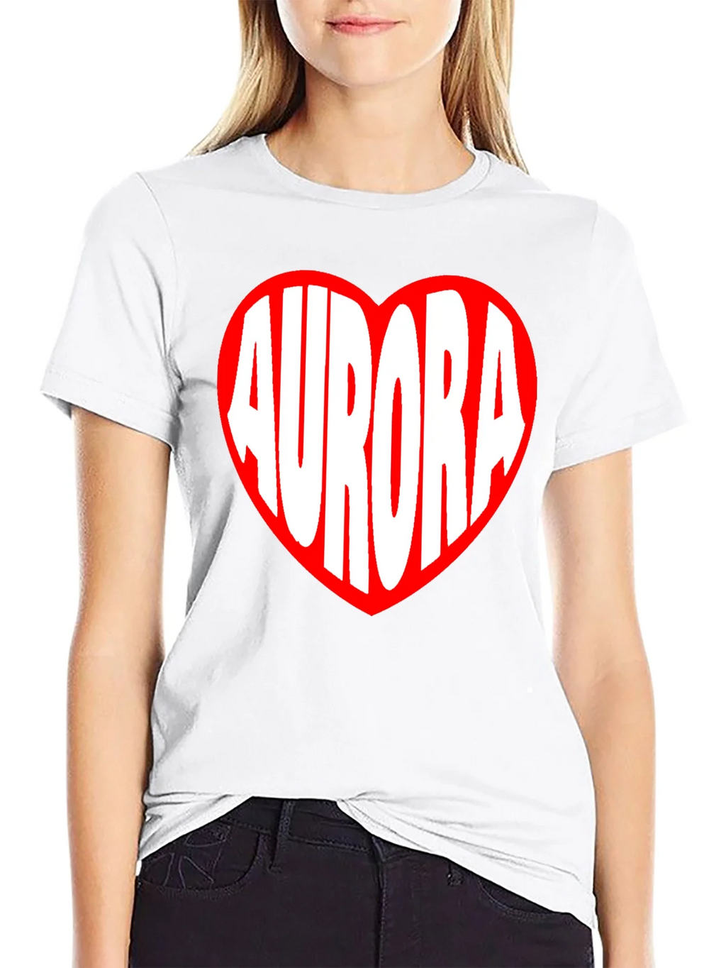 Aurora Heart Graphic Tee - Black Cotton T-Shirt