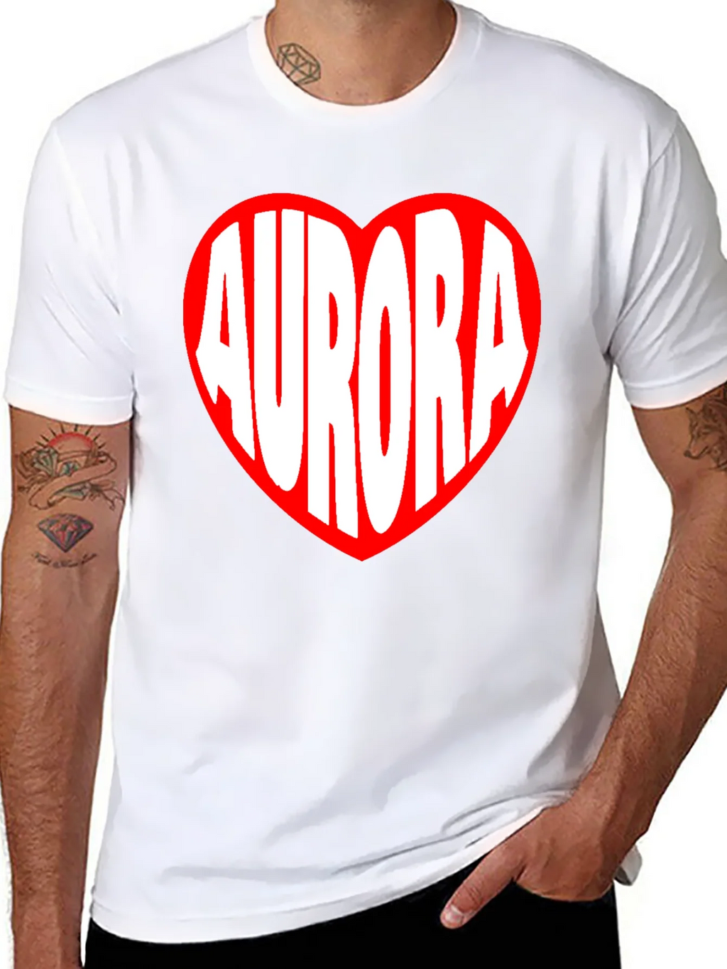 Aurora Heart Graphic Tee - Black Cotton T-Shirt