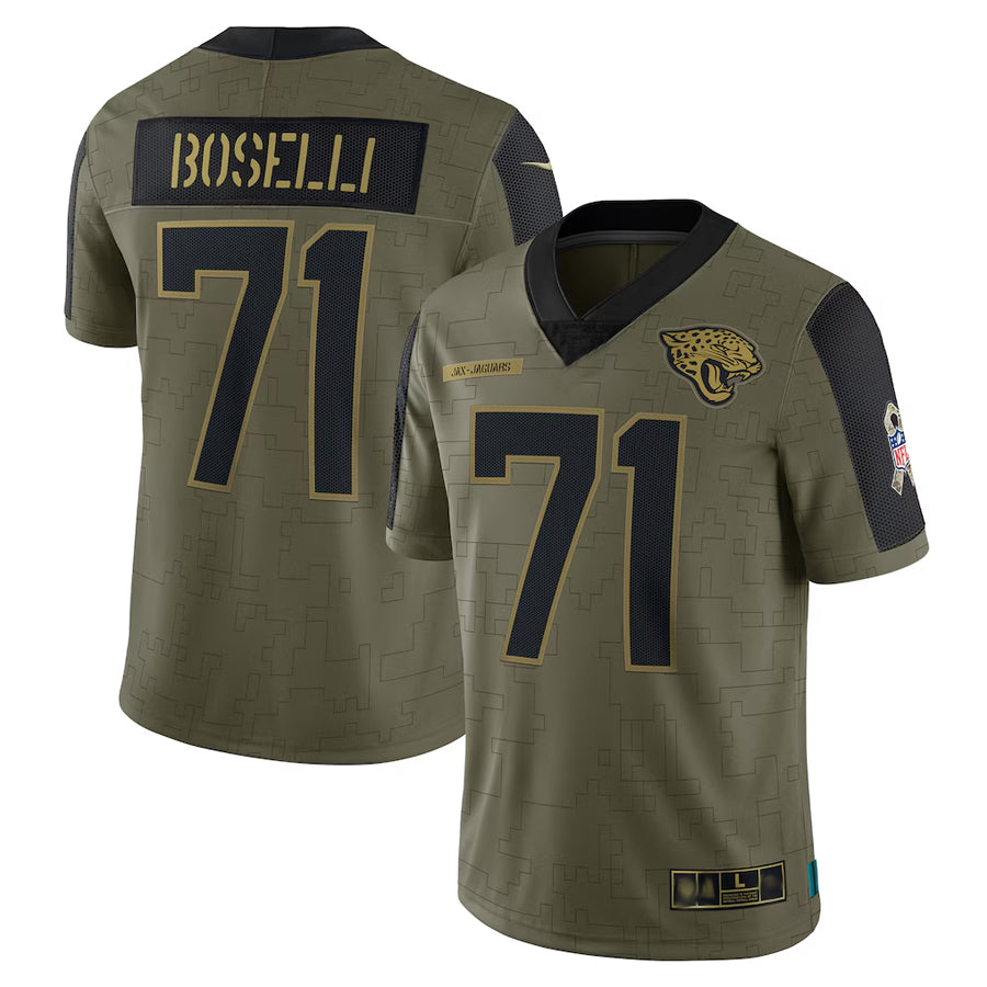 J.Jaguars #71 Tony Boselli Player Olive Salute To Service Limited Football Jerseys