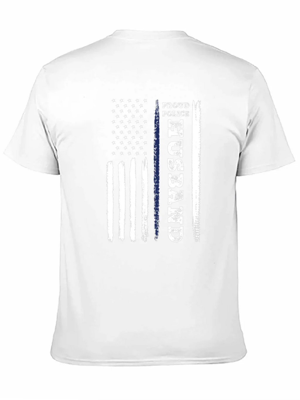 Proud Police Husband American Flag Graphic T-Shirt