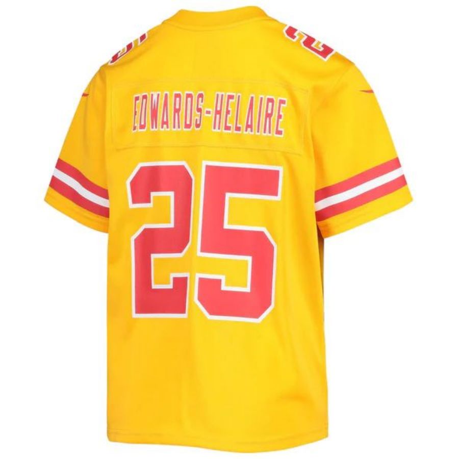 KC.Chiefs #25 Clyde Edwards-Helaire Player Gold Inverted Team Game Stitched Football Jerseys