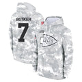 KC.Chiefs #7 Harrison Butker Player Arctic Camo Salute to Service Hoodies Football Jerseys