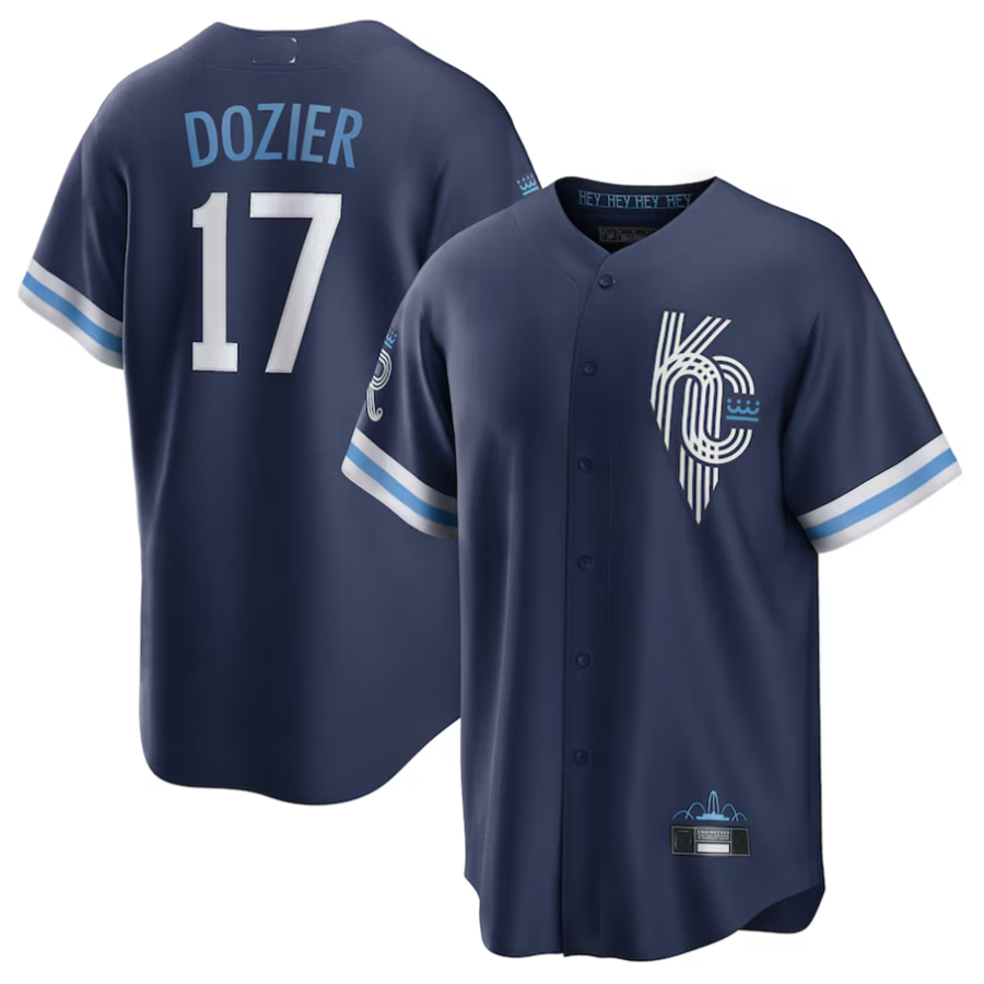 KC.Royals #17 Hunter Dozier Player Navy City Connect Replica Baseball Jerseys