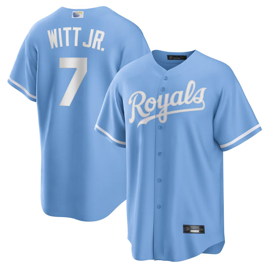 KC.Royals #7 Bobby Witt Jr. Player Light Blue Alternate Replica Baseball Jerseys