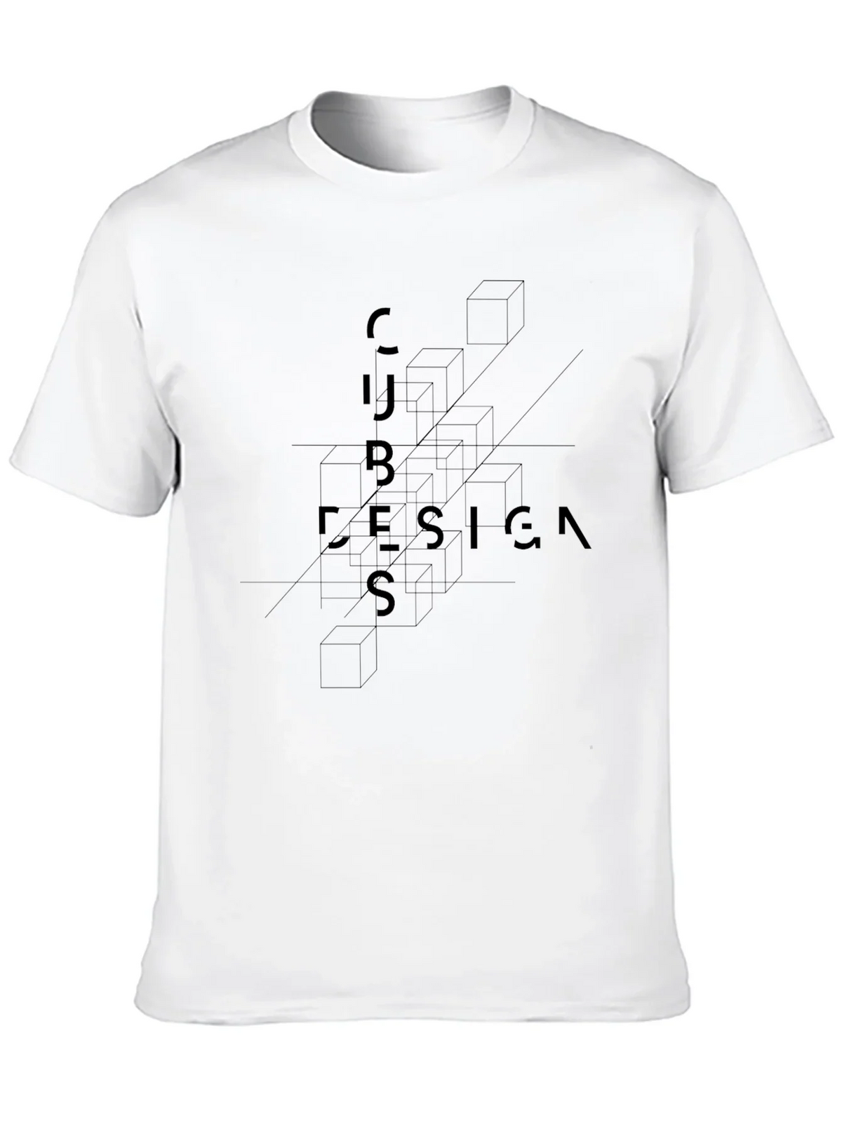 Geometric Cubes Design T-Shirt - Modern Art Tee