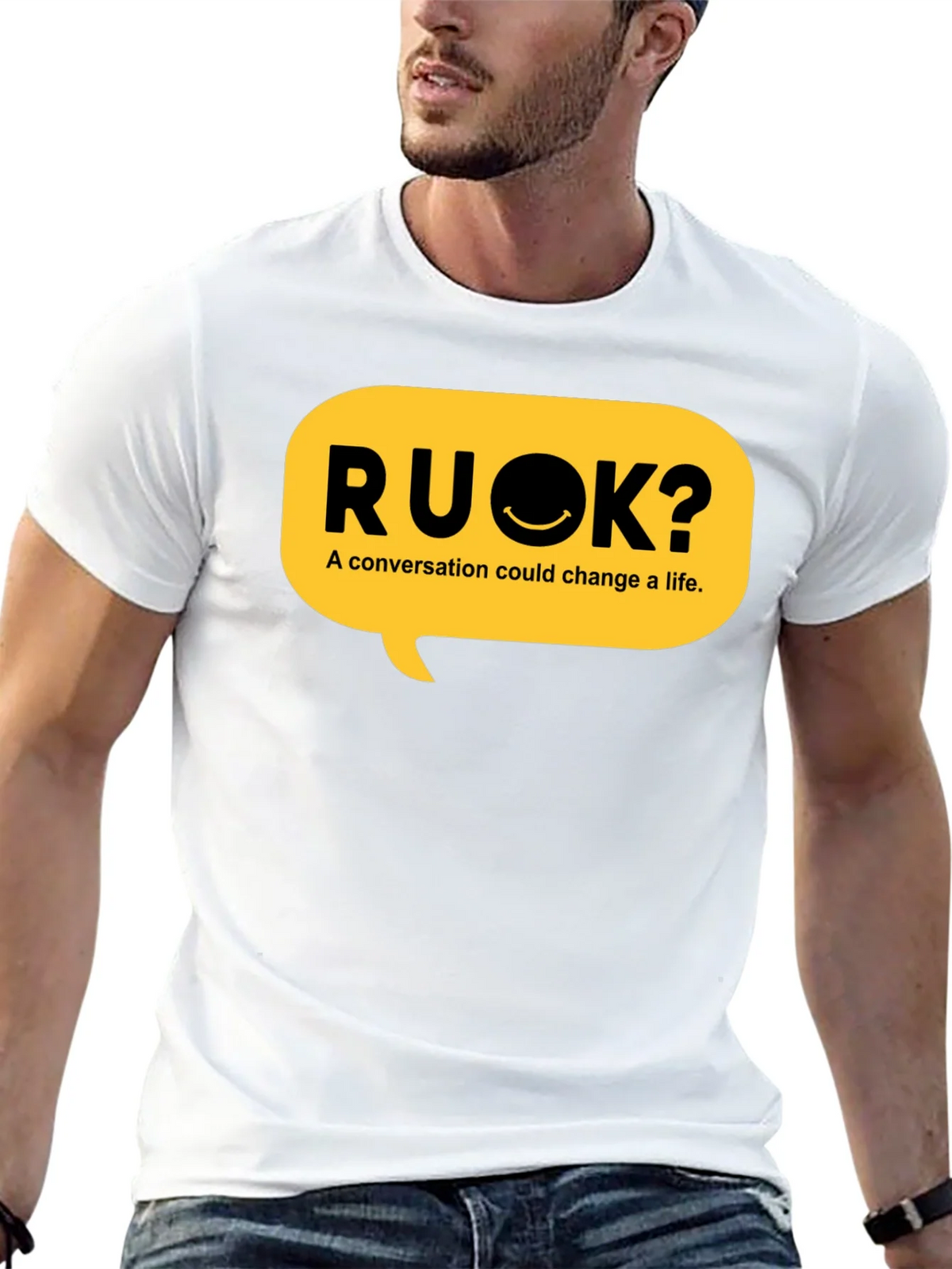 RU OK? Black Graphic T-Shirt - Conversation Starter