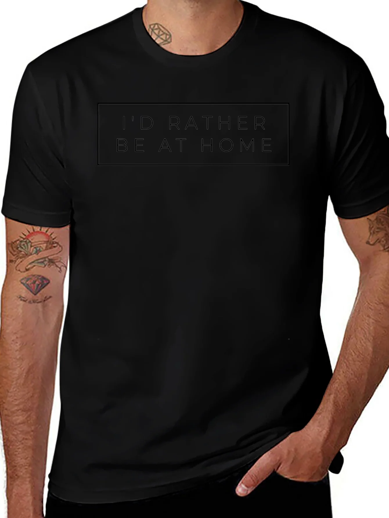 Id Rather Be At Home Black T-Shirt