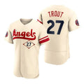 LA.Angels #27 Mike Trout Player Cream Stitched City Connect Elite Baseball Jerseys