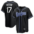 LA.Dodgers #17 Shohei Ohtani Player Black Lights Out Replica Baseball Jerseys