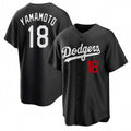 LA.Dodgers #18 Yoshinobu Yamamoto Player Black Game Baseball Jerseys