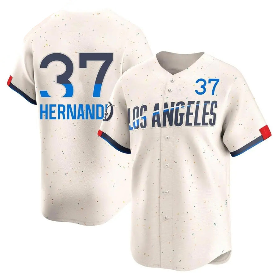 LA.Dodgers #37 Teoscar Hernandez Player Cream Limited City Connect Baseball Jerseys