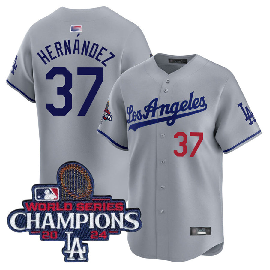 LA.Dodgers #37 Teoscar Hernandez Player Road Limited World Series Champions Baseball Jerseys