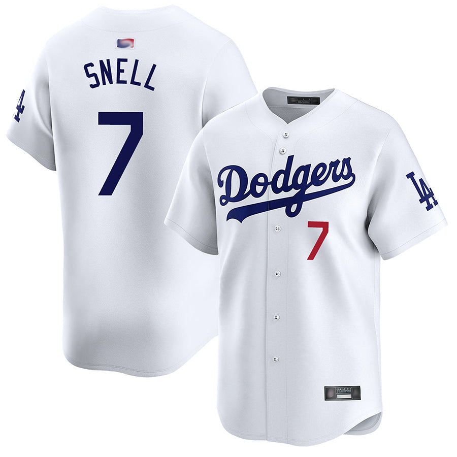 LA.Dodgers #7 Blake Snell Player White Home Limited Baseball Jerseys