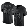 LV.Raiders #12 Ken Stabler Player RFLCTV Limited Black Football Jerseys