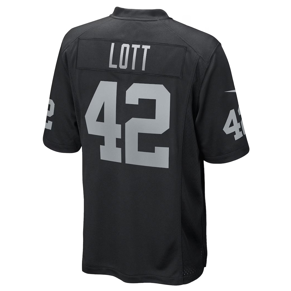 LV.Raiders #42 Ronnie Lott Player Black Home Game Football Jerseys