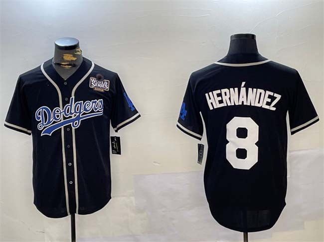 LA.Dodgers #8 Enrique Hernndez Player Black Cool Base Stitched Baseball Jerseys